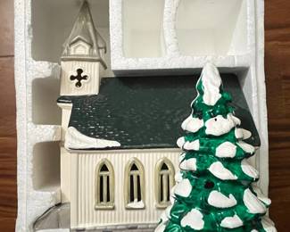 Department Snow Village Christmas Tree  House Set
