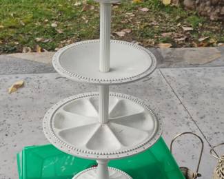 White Tier Dessert Stand with Crystal Finial