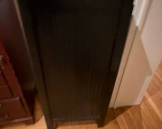 Black Wood Tilt-Out Trash Cabinet with Granite Top