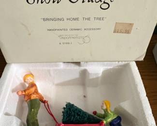Department Bringing Home the Tree Original Snow Village Accessory