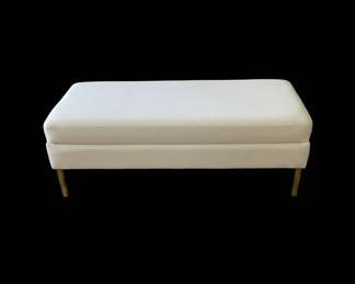White Upholstered Storage Ottoman Bench