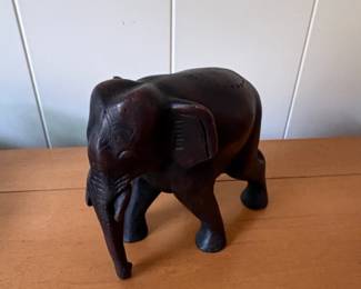 Hand Carved Wood Elephant Figurine