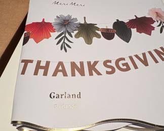 Meri Meri "Happy Thanksgiving" Garland with Autumn Leaves and Acorns