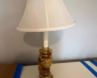 Brass Table Lamp with Fluted Column