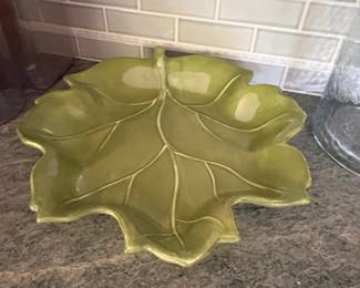 Tabletops Unlimited Nature Collection Hand Painted Leaf Shaped Serving Dish