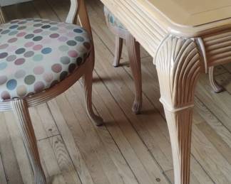 Rattan Dining Set with Upholstered Chairs