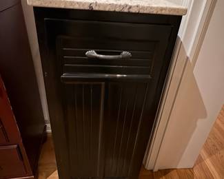 Black Wood Tilt-Out Trash Cabinet with Granite Top
