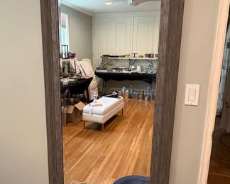 Rectangular Leaner Mirror with Distressed Wood Frame