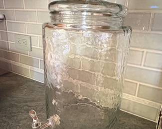 Hammered Glass Beverage Dispenser with Spigot