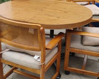 Vintage Dining Set with Cane Back Chairs