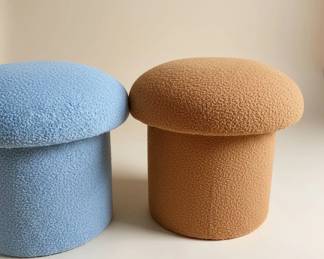 Mushroom Ottoman or Stool Set in Boucle Fabric second image