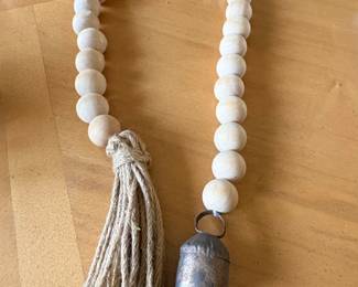 Wooden Bead Garland with Bell and Tassel