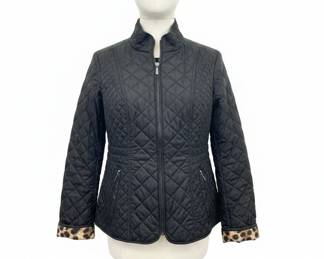 Laundry by Shelli Segal Quilted Jacket with Leopard Print Cuffs