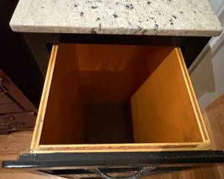 Black Wood Tilt-Out Trash Cabinet with Granite Top