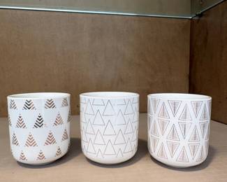 Set of Geometric Pattern Ceramic Planters