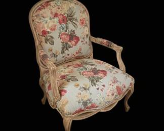 Louis XV Style Floral Accent Chair