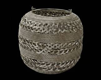 Vintage Brass Wire Weave Woven Basket