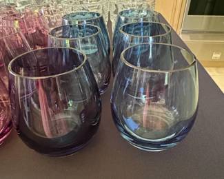 Set of Colored Stemless Wine Glasses