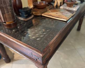 Hand carved door to table