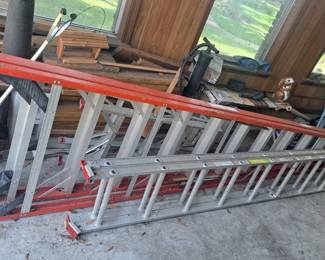 Framed 8ft, aluminum straight ladder,  stepping ladder also