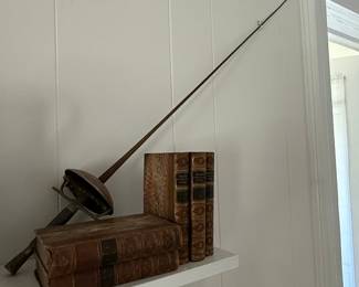 Antique Fencing Foil and Books