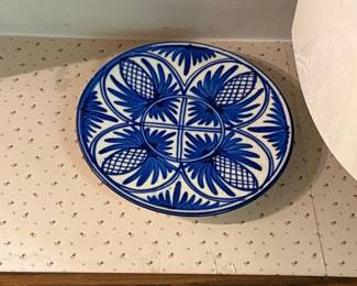HandPainted Blue and White Spanish Pottery Plate