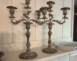 Pair of Ornate SilverPlated Candelabra