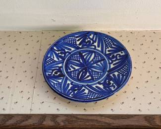 M. Valero HandPainted Blue and White Ceramic Plate