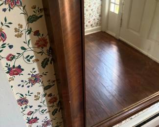 Antique American Empire Flame Mahogany Floor Mirror