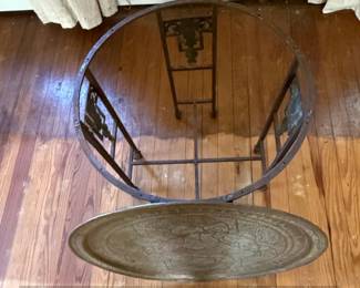 Antique Brass Tray Table with Figural Support fourth image
