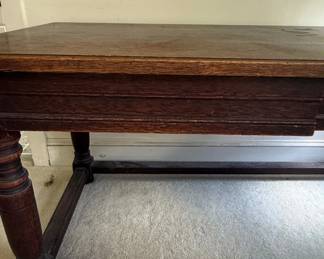 Antique Oak DrawLeaf Dining Table with Drawer second image