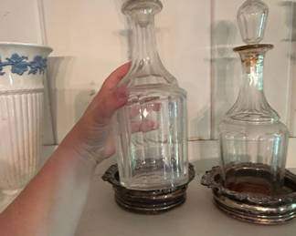 Pair of Vintage Glass Decanters in SilverPlated Holders second image