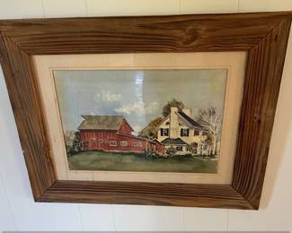Watercolor Painting of Farmhouse and Barn by Dustin McNam