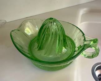 Green Uranium Glass Citrus Juicer Reamer