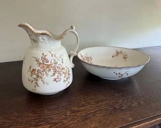 J. Maddock  Sons Lamberton Works Royal Porcelain Pitcher and Bowl Set second image