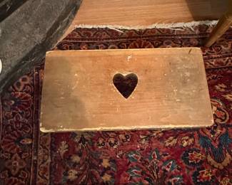 Rustic Wooden Step Stool with Heart Cutout