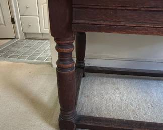 Antique Oak DrawLeaf Dining Table with Drawer third image