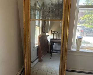 French Louis XVI Style Giltwood Mirror with Divided Glass