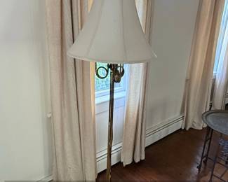 Vintage Brass Candelabra Floor Lamp with Three Lights