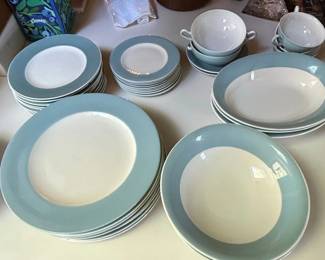 IKEA Blue Rim Dinnerware Set