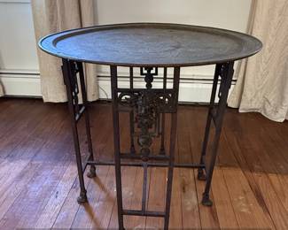 Antique Brass Tray Table with Figural Support