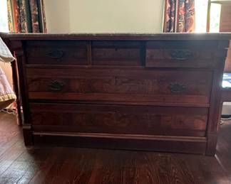 Victorian Eastlake Walnut Dresser with Marble Top B