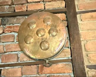Vintage Copper Egg Poacher Pan with Brass Handles