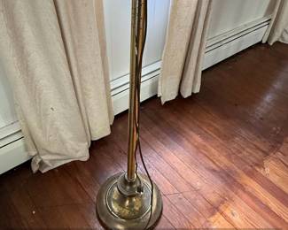 Vintage Brass Candelabra Floor Lamp with Three Lights second image