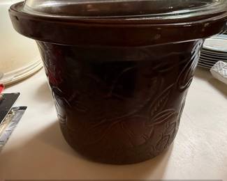 Vintage Farberware Brown Stoneware Crock R Cooker with Glass Lid second image