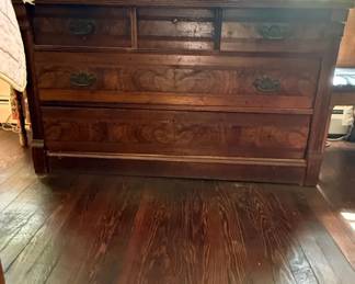 Victorian Eastlake Walnut Dresser with Marble Top