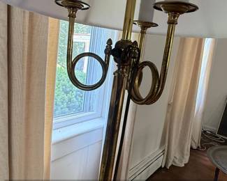 Vintage Brass Candelabra Floor Lamp with Three Lights third image
