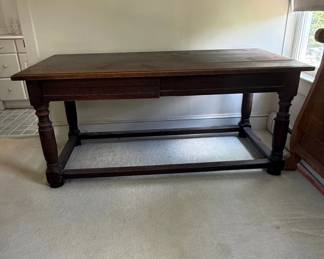 Antique Oak DrawLeaf Dining Table with Drawer