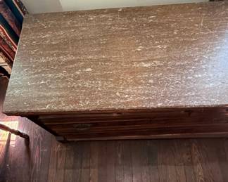 Antique Eastlake Walnut Burl Wood Marble Top Chest of Drawers third image
