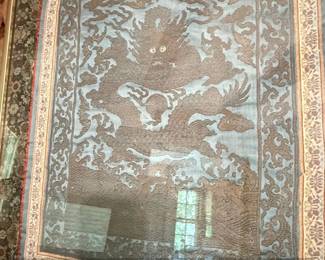 Framed Qing Dynasty Chinese Dragon Silk Embroidery Rank Badge second image